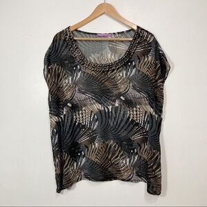 Smart Set Sheer Tribal Print Scoop Neck Sleeveless Blouse Size XL